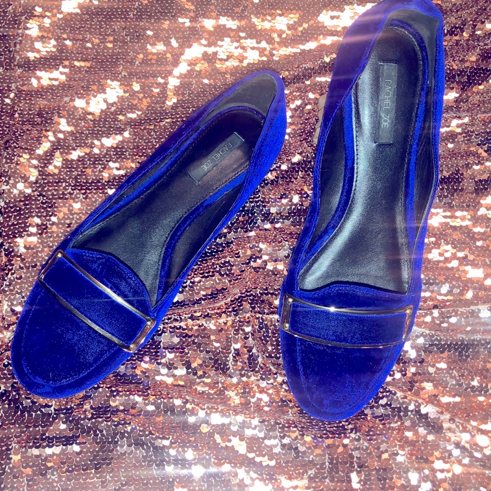Blue Velvet Flats